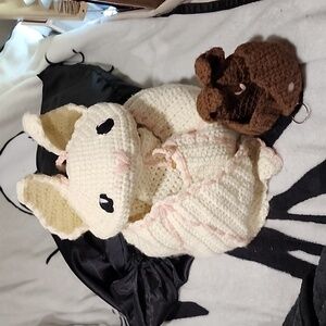 Crochet batpack and coin bat